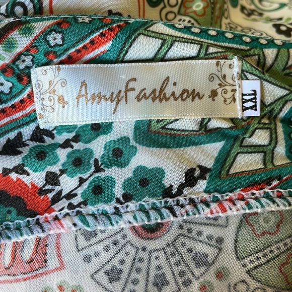 BOHO Boat-neck Mini Dress w/Lacy Trim, Size XXL - Picture 4 of 8